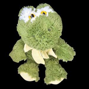 Animal Adventure Green Frog Plush Stuffed Animal Yellow Gingham Bow 11" 2012